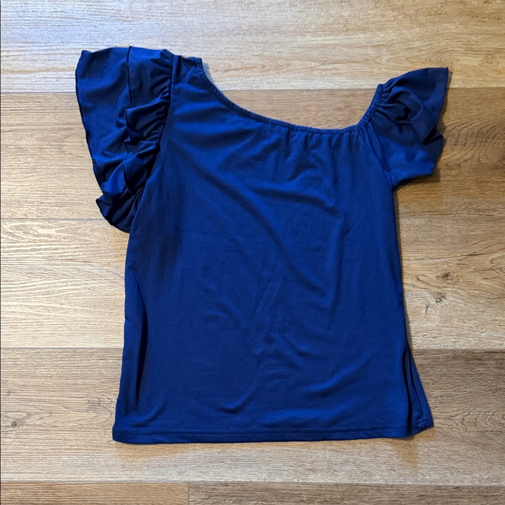 SHEIN Royal Blue Ruffle Sleeve Scoop Neck Top
